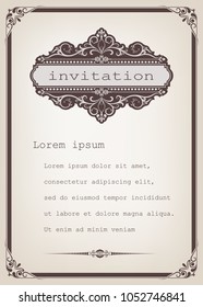 vintage frame with beautiful filigree and decorative border or premium invitation cards,vector illustration