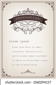 vintage frame with beautiful filigree and decorative border or premium invitation cards,vector illustration