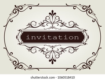 vintage frame with beautiful filigree and decorative border or premium invitation cards,vector illustration