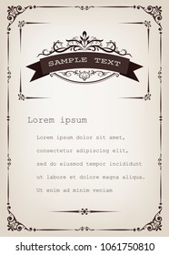 vintage frame with beautiful filigree and decorative border or premium invitation cards,vector illustration