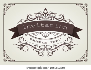 vintage frame with beautiful filigree and decorative border or premium invitation cards,vector illustration