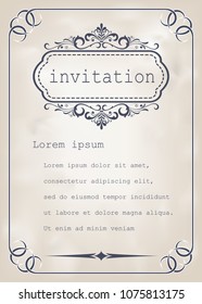 vintage frame with beautiful filigree and decorative border or premium invitation cards,vector illustration