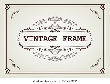 vintage frame with beautiful filigree, decorative border, vector illustration