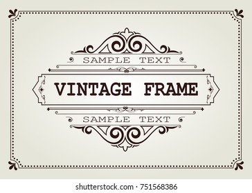 vintage frame with beautiful filigree, decorative border, vector illustration