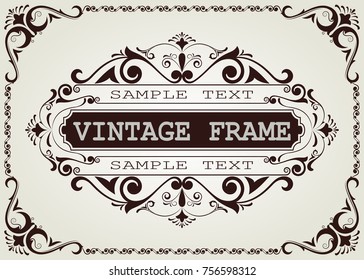 vintage frame with beautiful filigree, decorative border, vector illustration