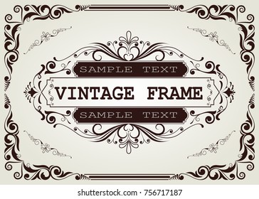 Vintage Frame Beautiful Filigree Decorative Border Stock Vector ...