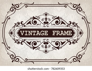 vintage frame with beautiful filigree, decorative border, luxury greeting cards with pattern background,vector illustration