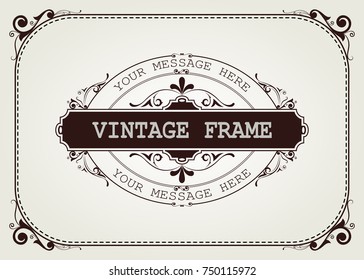 vintage frame with beautiful filigree, ornamental border, vector illustration