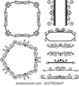vintage frame and boarder ornaments with various carving shapes