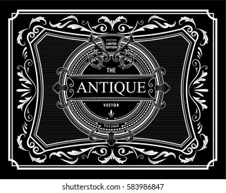 Vintage frame border antique label western retro vector illustration