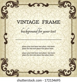  Vintage frame and border. Easy to use. Paper textured background, retro