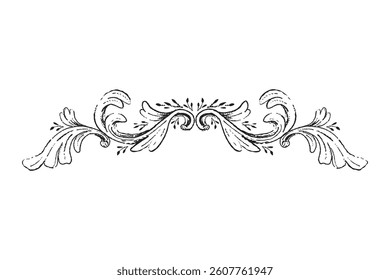 Vintage frame border illustration, Vector hand drawn design element, floral ornament.