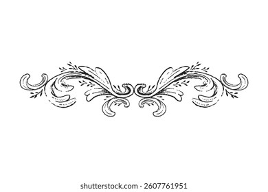 Vintage frame border illustration, Vector hand drawn design element, floral ornament.