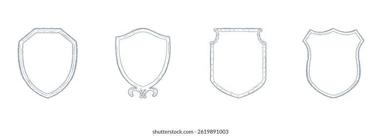 Vintage frame border illustration, Vector hand drawn crest design element.