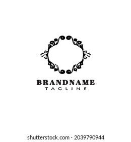 vintage frame border logo cartoon icon template black modern isolated vector illustration