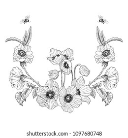 Vintage frame border monogram floral ornament. Engraved retro flower decorative design. Beautiful botanical decorative element for wedding invitation, logo. Vector design
