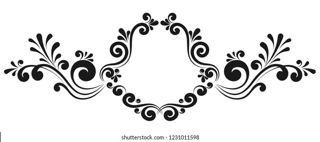 Vintage frame border for monogram floral ornament