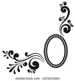 Vintage frame border for monogram floral ornament