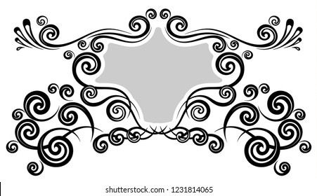 Vintage frame border for monogram floral ornament