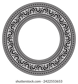 Vintage frame border ornament vector. Ethnic seamless round pattern. Mandala Floral Baroque. Classic antique ornate element. Decorative border for frame, textile, fabric, rug, tattoo, ceramic.