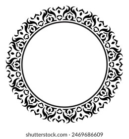 Vintage frame border ornament vector. Ethnic seamless round pattern. Mandala Floral Baroque. Classic antique ornate element. Decorative border for frame, textile, fabric, rug, tattoo, ceramic.