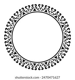 Vintage frame border ornament vector. Ethnic seamless round pattern. Mandala Floral Baroque. Classic antique ornate element. Decorative border for frame, textile, fabric, rug, tattoo, ceramic.
