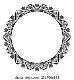 Vintage frame border ornament vector. Ethnic seamless round pattern. Mandala Floral Baroque. Classic antique ornate element. Decorative border for frame, textile, fabric, rug, tattoo, ceramic.