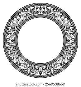 Vintage frame border ornament vector. Ethnic seamless round pattern. Mandala Floral Baroque. Classic antique ornate element. Decorative border for frame, textile, fabric, rug, tattoo, ceramic.