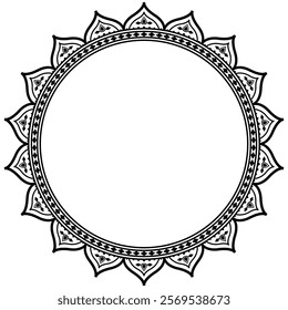 Vintage frame border ornament vector. Ethnic seamless round pattern. Mandala Floral Baroque. Classic antique ornate element. Decorative border for frame, textile, fabric, rug, tattoo, ceramic.