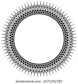 Vintage frame border ornament vector. Ethnic seamless round pattern. Mandala Floral Baroque. Classic antique ornate element. Decorative border for frame, textile, fabric, rug, tattoo, ceramic.