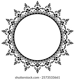 Vintage frame border ornament vector. Ethnic seamless round pattern. Mandala Floral Baroque. Classic antique ornate element. Decorative border for frame, textile, fabric, rug, tattoo, ceramic.