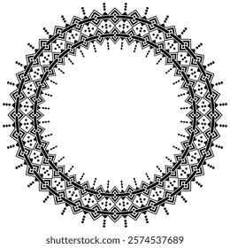 Vintage frame border ornament vector. Ethnic seamless round pattern. Mandala Floral Baroque. Classic antique ornate element. Decorative border for frame, textile, fabric, rug, tattoo, ceramic.