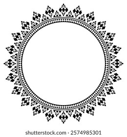Vintage frame border ornament vector. Ethnic seamless round pattern. Mandala Floral Baroque. Classic antique ornate element. Decorative border for frame, textile, fabric, rug, tattoo, ceramic.