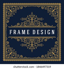 Vintage frame border ornament and vignettes swirls decoration with divider template vector illustration. Victorian border for greeting card or wedding invitation other design and place for text.