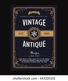 Vintage frame border poster design cover vector