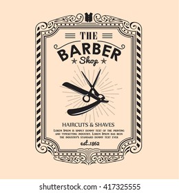 vintage frame border retro design label barber shop border vector