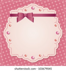 vintage frame with bow and beads, vector eps 10
