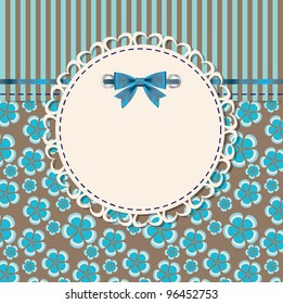 vintage frame with bow vector illustration