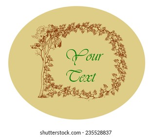 Vintage frame with branch and tree