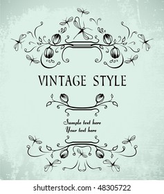 vintage frame with butterflies
