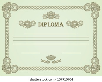 Vintage frame. Can be used as a diploma or certificate