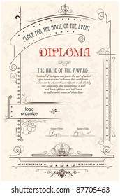 Vintage frame, certificate or diploma template.