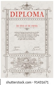 Vintage frame, certificate or diploma template