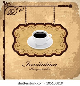 Vintage frame with coffee template