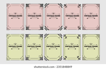 vintage frame collection set vector