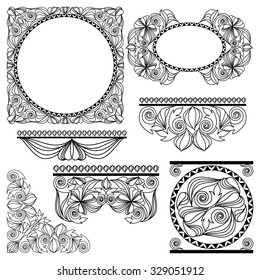 Vintage frame collection.Black and white deco borders - vector elements for design.