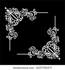 Vintage frame corner art in black and white colour