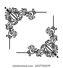 Vintage frame corner art in black and white colour