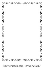 Esquina de marco vintage y adorno de borde. Fíligree de caligrafía clásica. Ilustración vectorial dibujada a mano. Elemento para marco decorativo, plantilla, documento, tarjeta de saludo, invitación, certificado, menú.