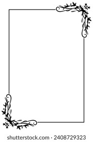Esquina de marco vintage y adorno de borde. Fíligree de caligrafía clásica. Ilustración vectorial dibujada a mano. Elemento para marco decorativo, plantilla, documento, tarjeta de saludo, invitación, certificado, menú.